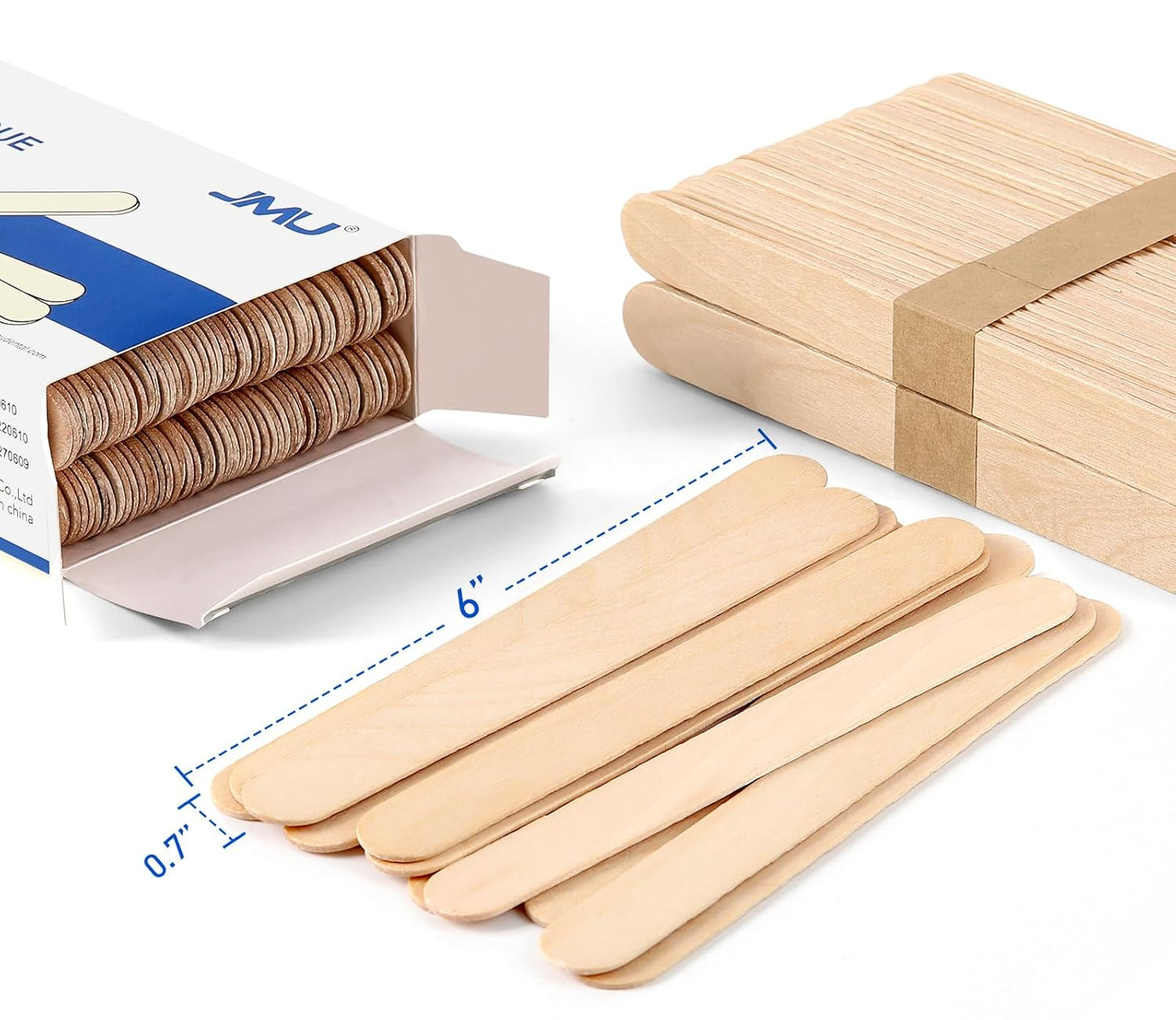 JMU 5000 Count Tongue Depressors, 6" Non-Sterile Tongue Blades Wood Sticks