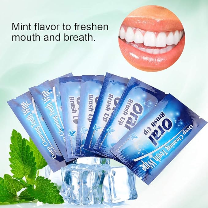 50Pcs Finger Teeth Wipes, Floss Wipe Cloth Tooth Cleaning Tool for Oral Deep Cleaning Teeth Whitener Strips Finger Toothbrush Oral Finger Wipes Removing Teeth