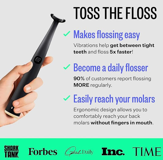 FLAUS Electric Flosser (Oprah's List, Shark Tank) 3 Speeds + 45 Refill Heads (Gentle Gliding Floss for Sensitive Gums) Water Flosser Alternative, Dentist Recommended Tooth Flossers Dental Floss Picks