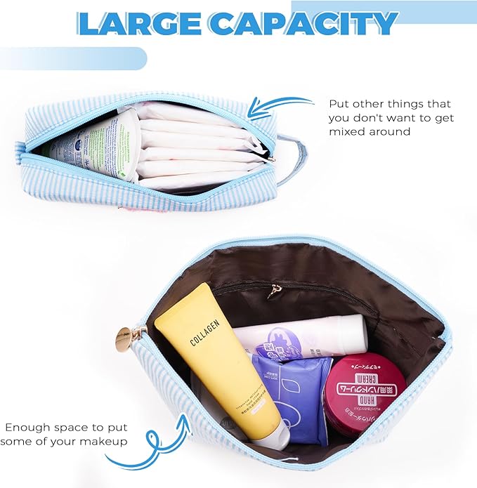 Makeup Bag Set Initials Cosmetic Bag,Gifts for 10 11 12 13 14 15 16 17 18 Years Old Girl Girlfriend Teen Girls Gift Trendy Stuff Personalized Toiletry Bag Travel - Blue,A