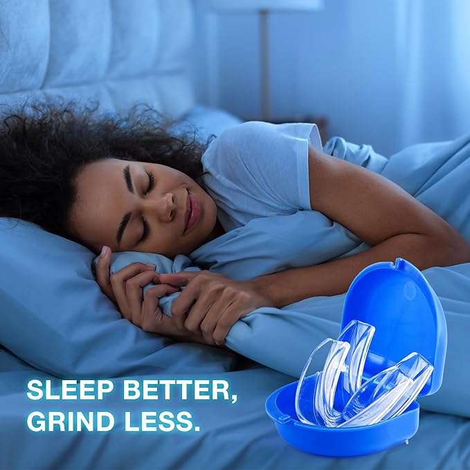 Mouth Guard for Teeth Grinding at Night: Moldable Custom Dental Guard for Sleeping - Nighttime Protection for Teeth Grinding 4 Packs - 12 Cleaning Tablets