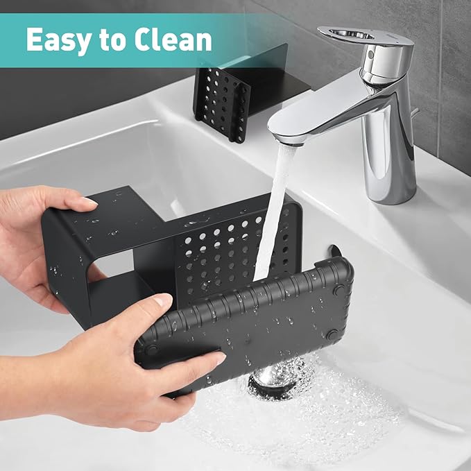 Toothbrush Holders for Bathrooms, Kids Electric Toothbrush and Toothpaste Holder, Toothbrush Organizer with Drainage, Tooth Brush Holder for Bathroom Countertop Organizer (Black)