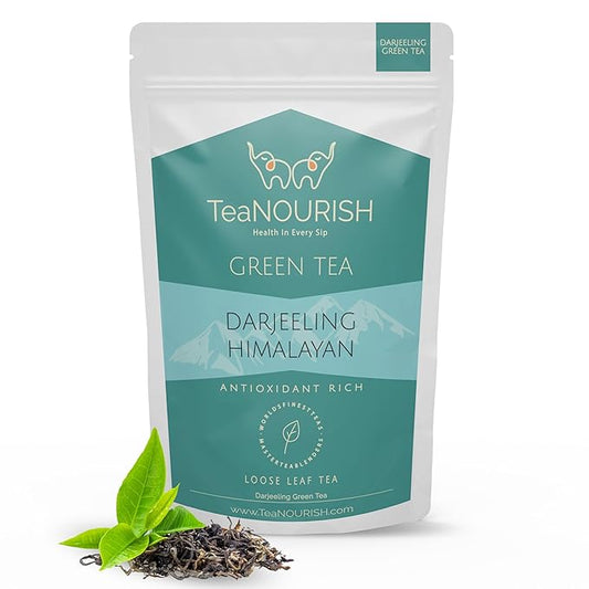 TeaNOURISH Darjeeling Himalayan Green Tee | Loose Leaf Tee | Relaxing & Stress Relief Tea | Immune Support | Brew Hot or as an Iced Tea - 3.53oz/100g