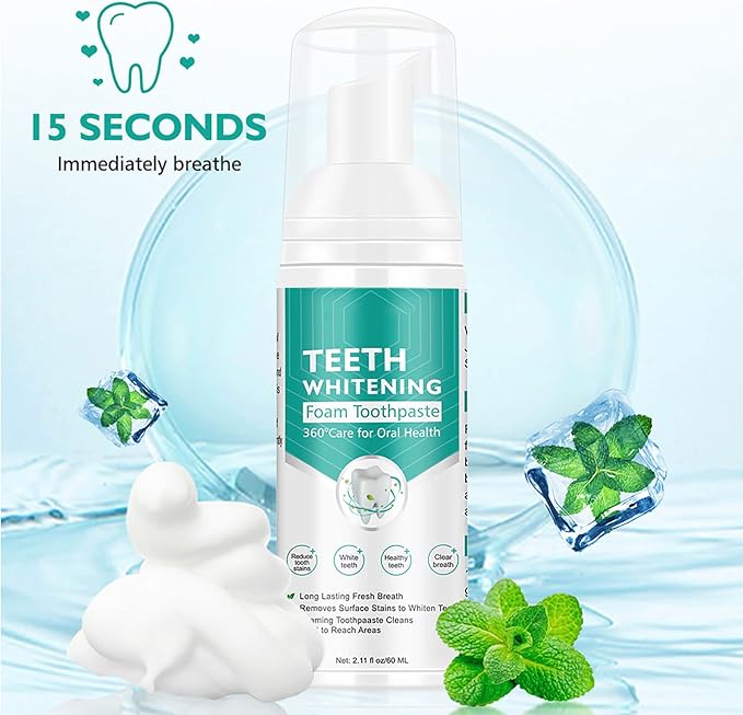 Teeth Whitening Toothpaste, 2 Pack Foam Whitening Toothpaste, Ultra-fine Mousse Foam Deeply Cleaning Gums, Stain Removal