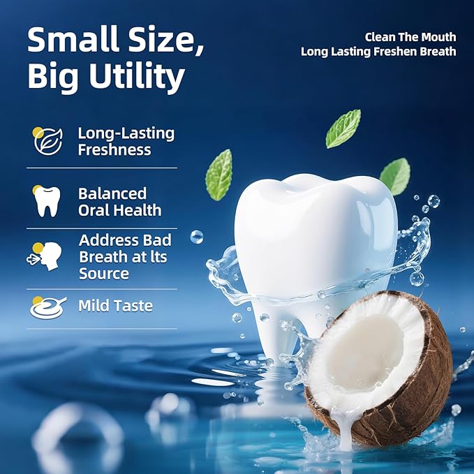 RAZOKO Mouthwash Travel Size-Portable Fresh Mint Packets,Alcohol & Fluoride Free Mouthwash,Disposable Oral Care Strips (0.41 Fl Oz (Pack of 20), Coconut)