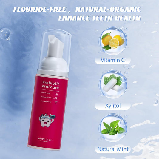 Kids Foam Fluoride Free Toothpaste with 4 Pack Strawberry and Blueberry Flavor,Toddler Natural Teeth Deep Cleaning Toothpaste for U Shaped Toothbrush