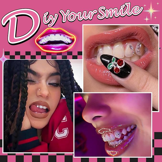 154 Letter pcs Teeth Gem Kit,Tooth Gems for DIY Crystals Teeth Jewelry Kit for Girls Gold Y2K Butterfly Love for Boys Silver (Silver)