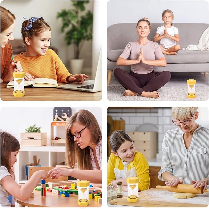 Sand Timer for Kids - 5 Minute Yellow - 6.3 Inches Hourglass Acrylic Covered Clock for Classroom, Home & Kids Room - Large Single Pack