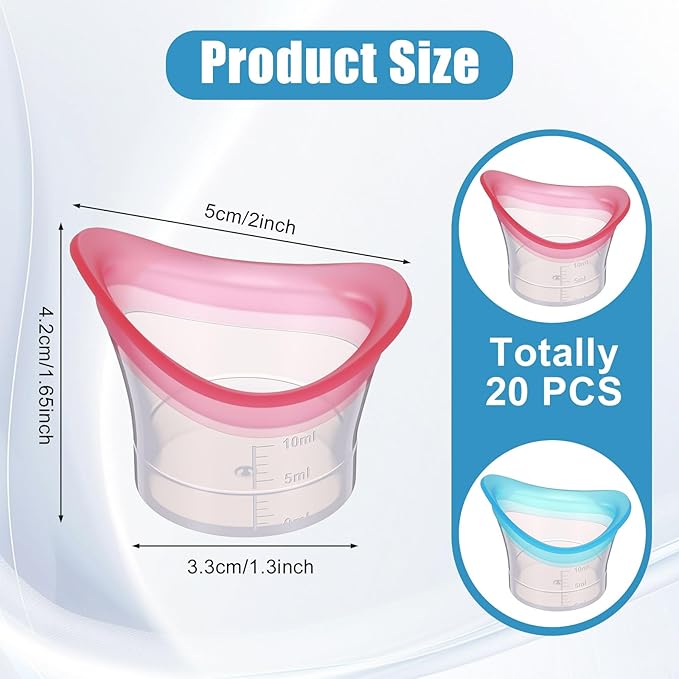 Patelai 20 Pcs Eye Wash Cup Silicone Wash Cups Bath Kit Portable Bath Washer Cleaning Care Tool Bulk for Eye Quick Rinse and Flush