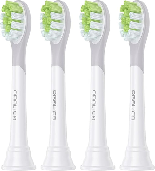 Japanese Brand Whitening Replacement Toothbrush Heads, Compatible with Philips Sonicare Click-on Handles, 4 Pack, Medium, with Tongue Cleaner (CA668, White)
