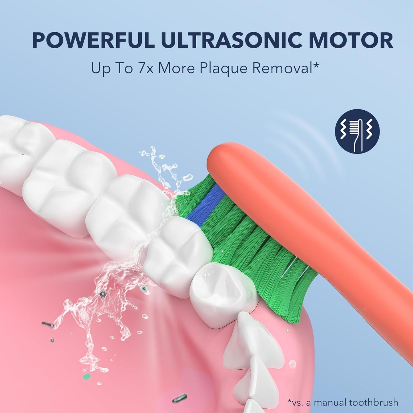 ARISSON Sonic Electric Toothbrush for Adults and Kids, 40,000 VPM Power Toothbrush, 1.5H Fast Charge Ultrasonic Electric Toothbrushes with 2 Minutes Smart Timer, 1.6 Oz Travel Toothbrush, Peach Orange