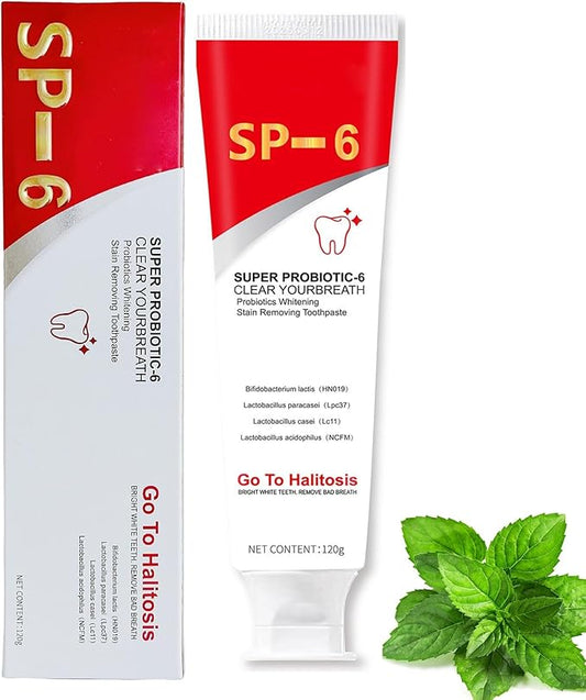 SP-6 Probiotics Whitening Toothpaste, with Probiotics Deep Cleaning Oral Care Removing Teeth Stain & Retain Fresh Breath.