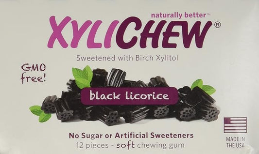Xylichew 100% Xylitol Chewing Gum - Non GMO, Non Aspartame, Gluten Free, and Sugar Free Gum - Natural Oral Care, Relieves Bad Breath and Dry Mouth - Licorice, 288 Count