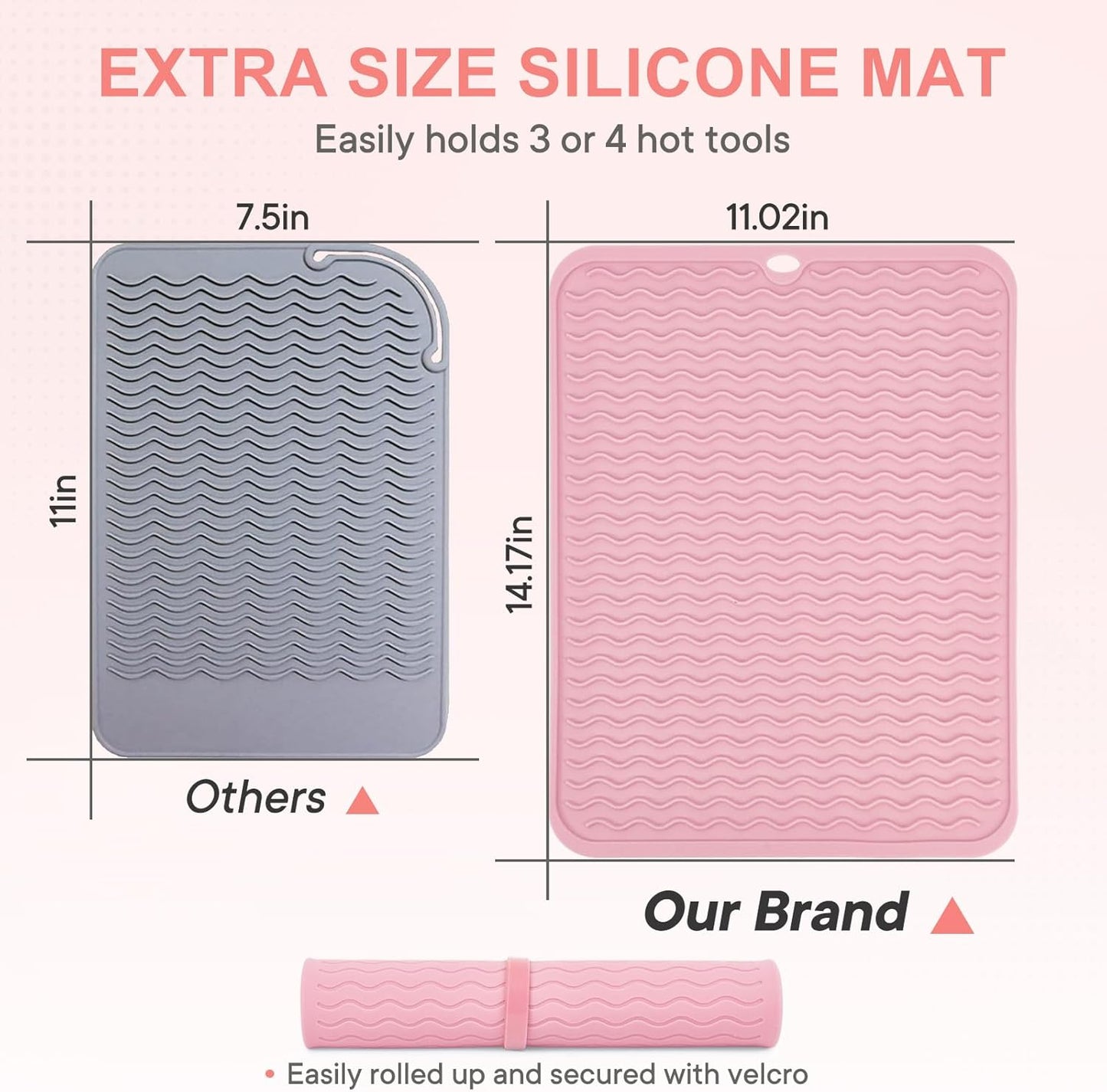 Oversize Silicone Heat Resistant Mat, Portable Travel Mat Cover for Curling Irons, Flat Irons, Hair Straightener and Hot Hair Styling Tools(14.2" x 11")