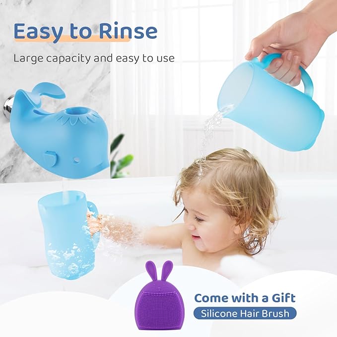 HOLINDK Baby Bath Rinse Cup - Elegant Design, Food - grade Silicone, Create a Pleasant Bath Time (blue)