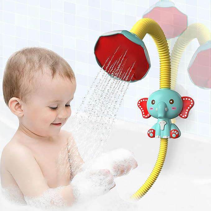 Toddler Bath Toys, Baby Bathtub Toys with Elephant Shower Sprays and Slide Track, Fishing Floating Animals Toys, Creative Shower Toys Christmas Birthday Gifts for Boys and Girls
