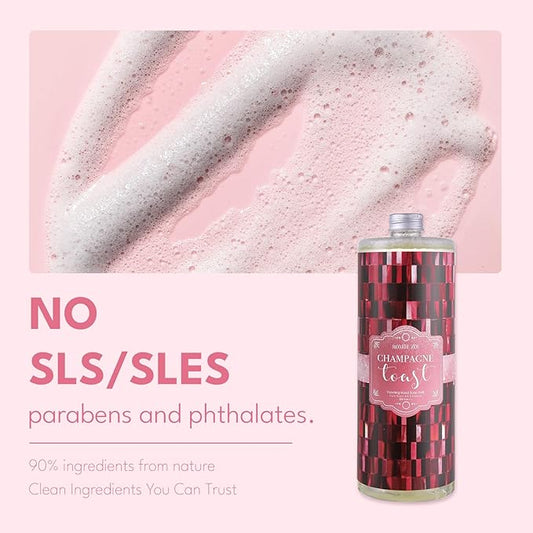 ROMIIE ZOI Foaming Hand Soap Refill Gift Set – Champagne Scent – 3 Pack (1000ML Each) with Dispenser – Gentle & Moisturizing Cruetly Free Formula – Bulk Refill Bottles for Bathroom & Kitchen Use