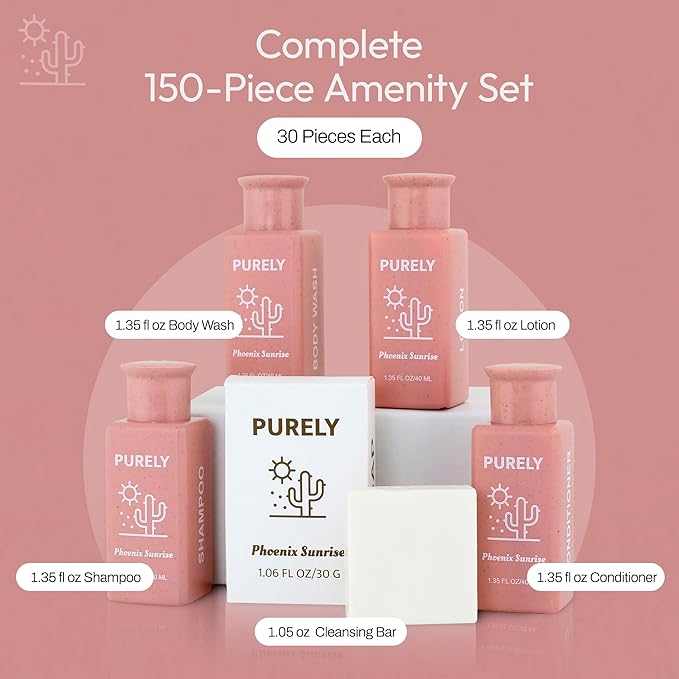 150 piece set | Hotel Soaps and Toiletries Bulk set | For Airbnb Essentials for Hosts | Mini Travel Size Shampoo and Conditioner Sets | Bulk Travel Size Toiletries | Homeless Supplies Bulk Amenities