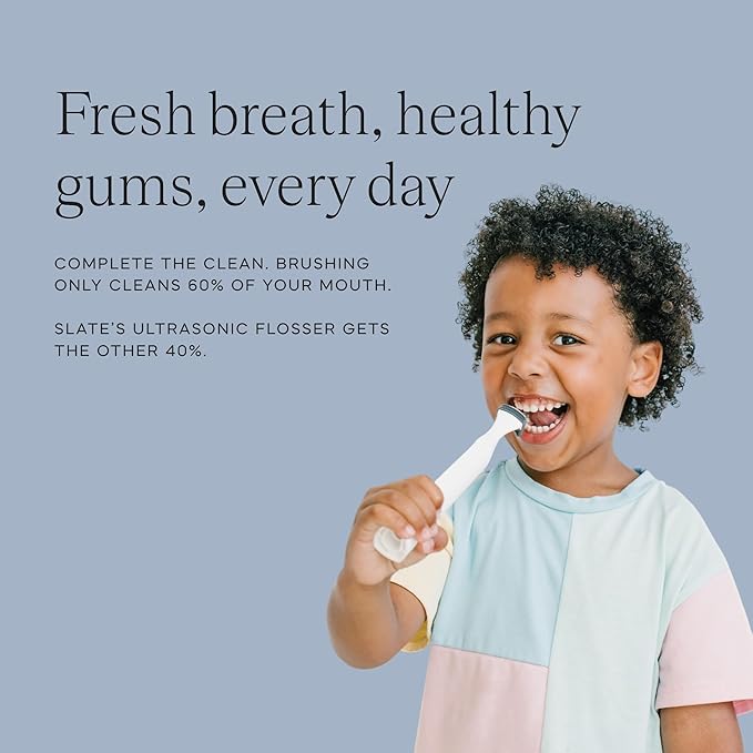 Slate Electric Flosser - Orthodontic Set | 3-in-1 Dentist-Invented with Reusable Floss Heads, Gum Brushes & Tongue Scraper | More Effective Than String or Water Floss