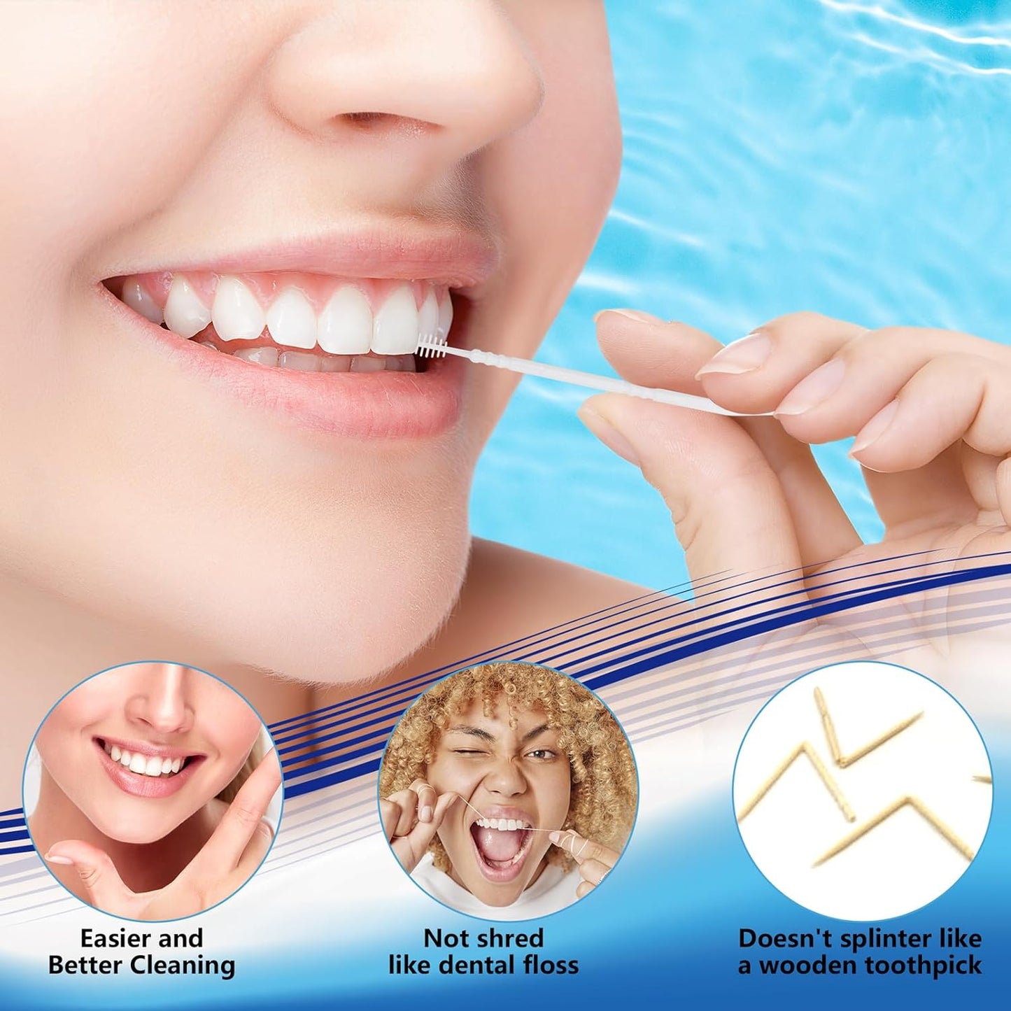 Brushpicks Interdental Toothpicks,Soft Bristle Dental Floss Picks Toothpicks,Helps Removes Plaque and Debris Between Your Teeth 600PCS (Pack of 5) Mixed Flavors