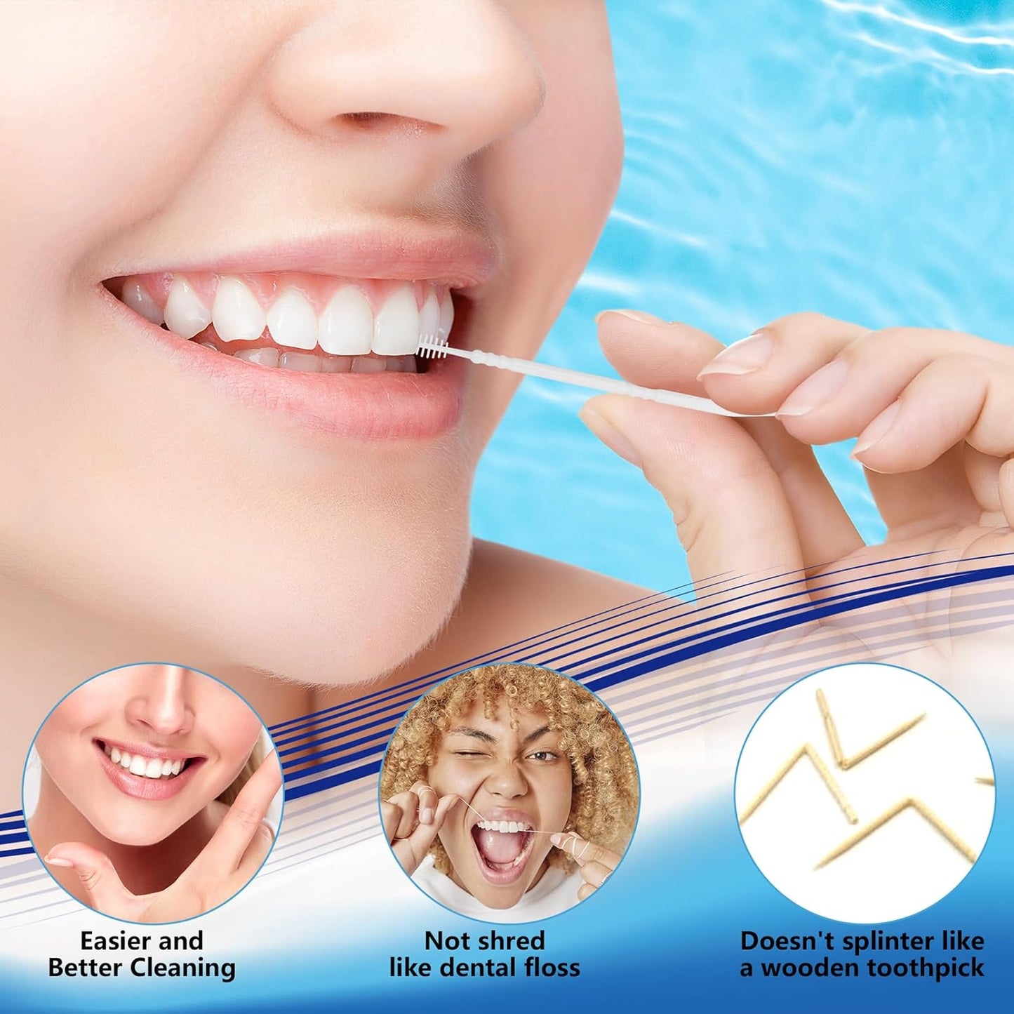 Brushpicks Interdental Toothpicks,Soft Bristle Dental Floss Picks Toothpicks,Helps Removes Plaque and Debris Between Your Teeth 600PCS (Pack of 5) Mint