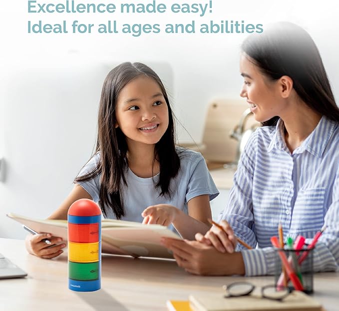 KADAMS Visual Timer for Kids with Audio Pre-Alarm - Traffic Light Alarm for Kids Toddler Teachers Classroom Home Time Management Tool 24hr Countdown Pause Memory Function