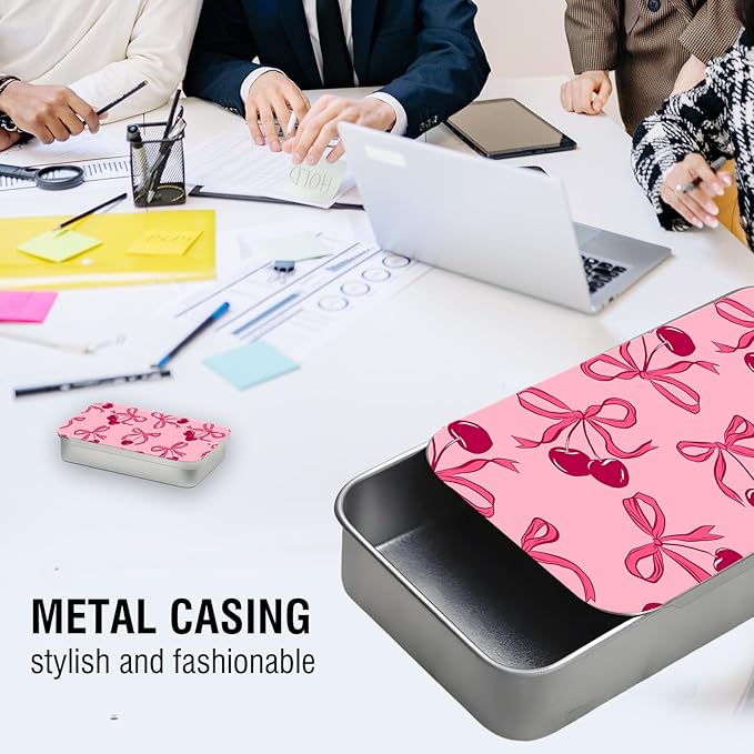 Portable Dental Floss Case, Refillable Cute Travel Floss Dispenser for Men & Women, Pocket Travel Floss Picks Case for Purse, Backpack, Bag Pink Ribbon Bows