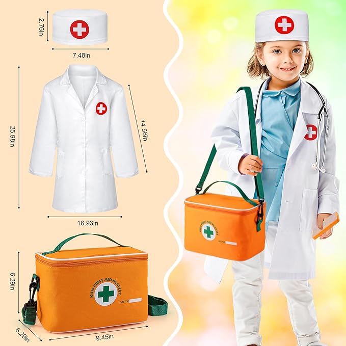 Doctor Kit for Kids, 34 Pcs Kids Doctor Playset kit for Toddlers 3-5 with Medical Storage Bag & Real Stethoscope, for Boys and Girls Fun Role Playing Game, Doctor Play for Kids Toddlers