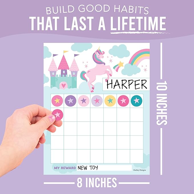 Sticker Chart for Kids Behavior at Home & Classroom - 25 Reward Chart for Kids Incentives, Gold Star Sticker Sheets, Unicorn Incentive Charts for Classroom Must Haves