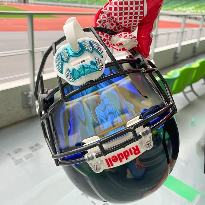 LeCool Football Mouth Guard with Connected Strap- 3D Beast Chrome Adult and Youth Mouth Guard-Mouth Piece for Sports for Maximum Air Flow and Teeth Protection