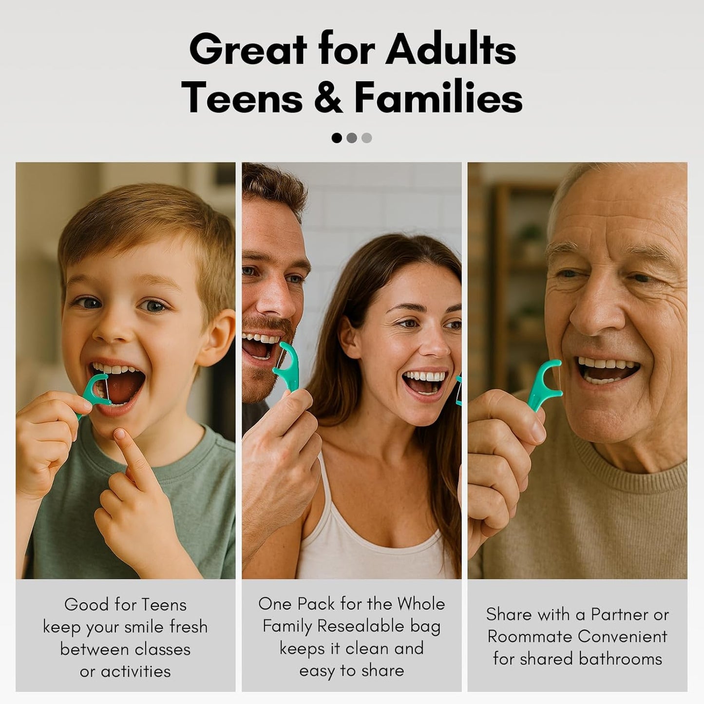 FAMILIFE Mint Floss Picks 90 Count Resealable Bag, Smooth Glide Dental Floss Picks for Adults & Kids, Durable Thread Flossers & Tooth Picks Flossers for Daily Floss and Fresh Breath Care