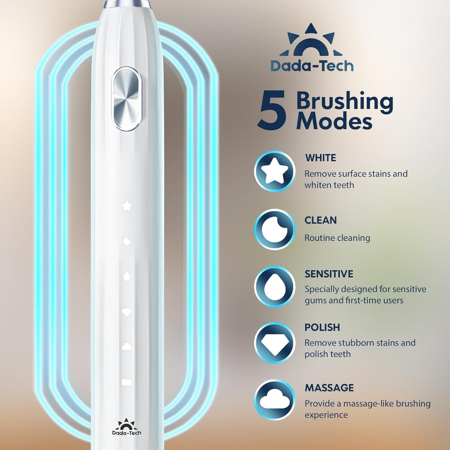 Electric Toothbrush for Adults Kids Electric Toothbrush Rechargeable Sonic Toothbrush Ultrasonic Toothbrush with Timer, 9 Brush Heads, 5 Cleaning Modes 4-Hour Charge Lasts 60 Days (New White)
