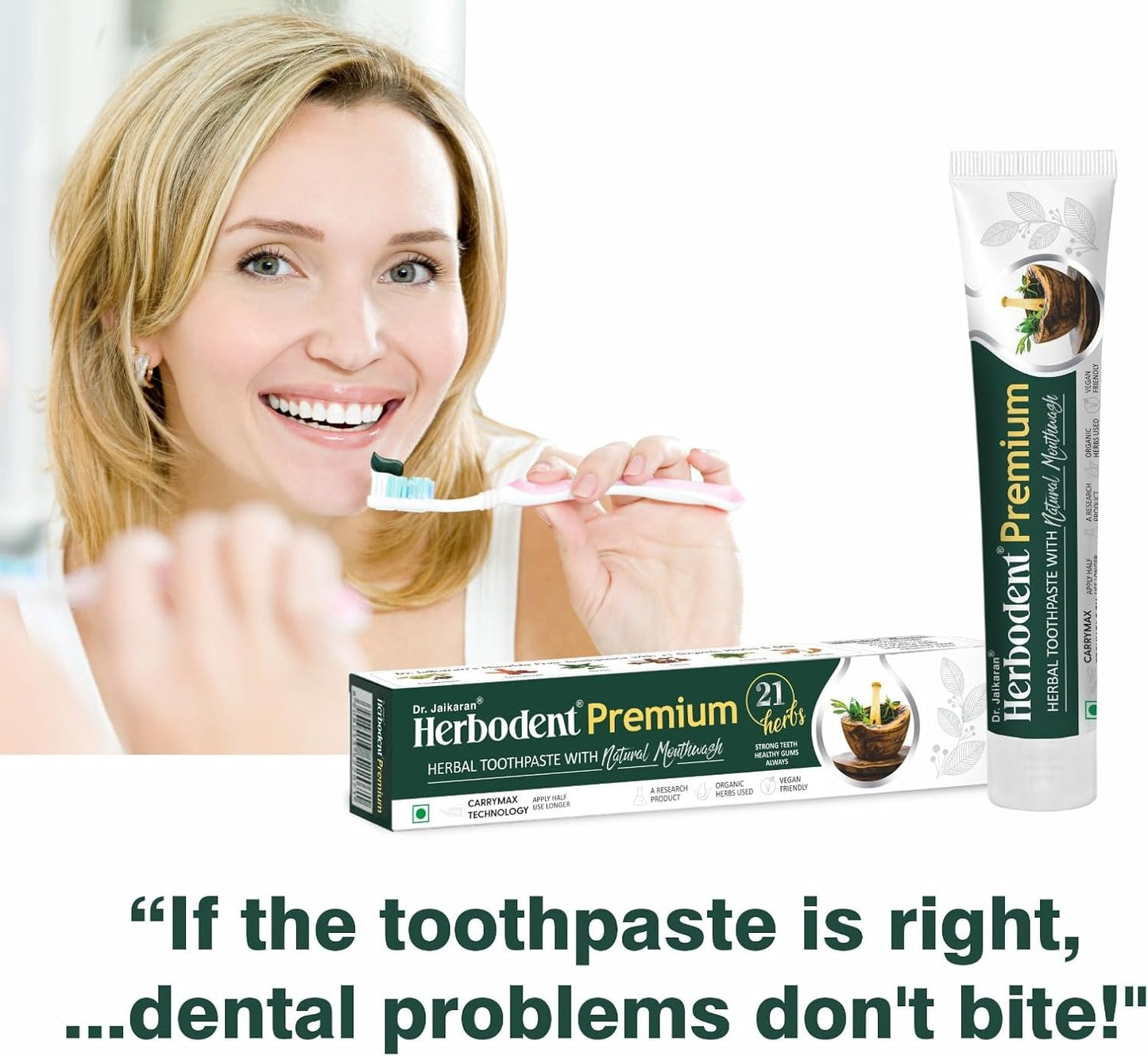 Herbodent® Premium Toothpaste - 5.82 Oz Pack of 4 | 21 Herbs for Strong Teeth & Healthy Gums- Neem, Clove, Cinnamon, Cardamom with Natural Mouthwash-No Paraben, No Fluoride, No Saccharin, No Triclosan
