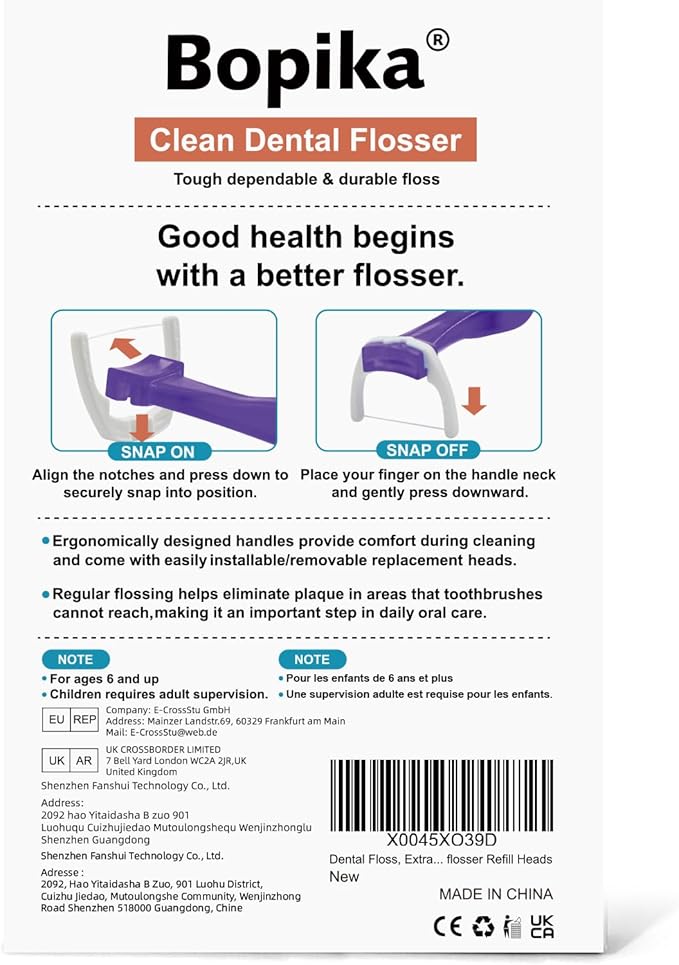 Bopika Dental Floss, Extra Strength Floss with 1 Dental Floss Handle and 120 flosser Refill Heads