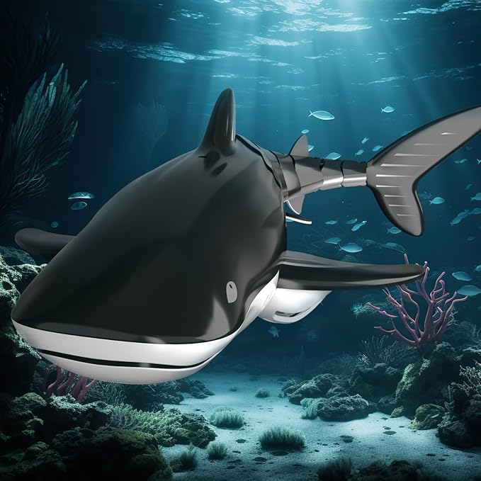 Bennol 2.4Ghz Remote Control Whale Shark Toy for Kids, 1:18 Scale High Simulation Electric RC Fish for Pool, Birthday Christmas Toys for 4-9 Year Olds Boys and Girls