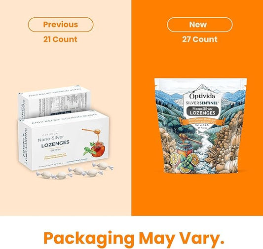 OPTIVIDA Health Colloidal Silver Lozenges with Honey & Lemon Oil (1 Pack) - Soothing Sore Throat Lozenges for Adults with Cough Relief & Fast-Acting Nano Silver Formula for Immune Support, 60 Ppm