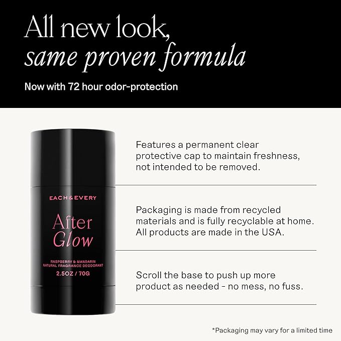 Each & Every Aluminum Free Deodorant for Women & Men, Raspberry & Mandarin - All Natural Deodorant for Sensitive Skin, EWG Verified - Clean, Baking Soda-Free, Plant-Based Fragrance - 2.5oz, 2 Pack