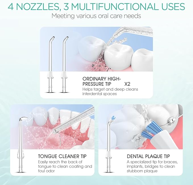 VOYOR-HEALTH Water Dental Flosser for Teeth Cordless, Rechargeable Electric Flosser for Teeth Cleaning and Flossing, Portable Oral Irrigator 3 Modes & IPX7 Waterproof for Travel Home WF400 (Grey)