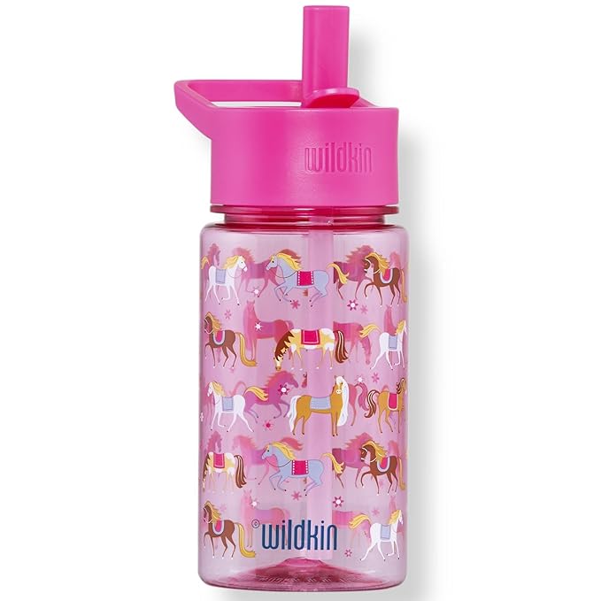 Wildkin Kids 16 Oz Water Bottle – BPA-Free Tritan, Leak-Proof Lid, Durable & Easy to Clean - Horses