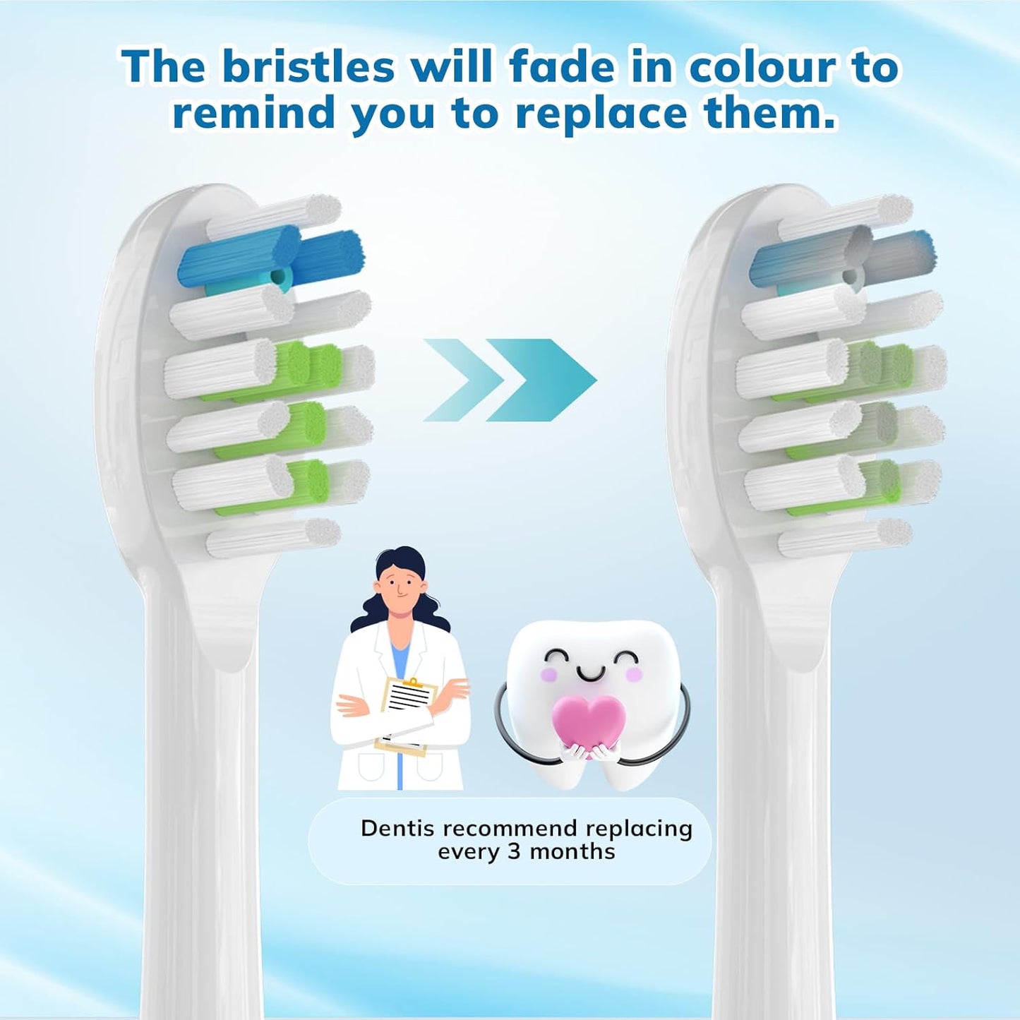 6 Pack Replacement Replacement Brush Heads for Waterpik Sonic Fusion Flossing Toothbrush Compatible with Sonic Fusion SF01/SF02 and Sonic Fusion 2.0 SF03/SF04- White with Caps