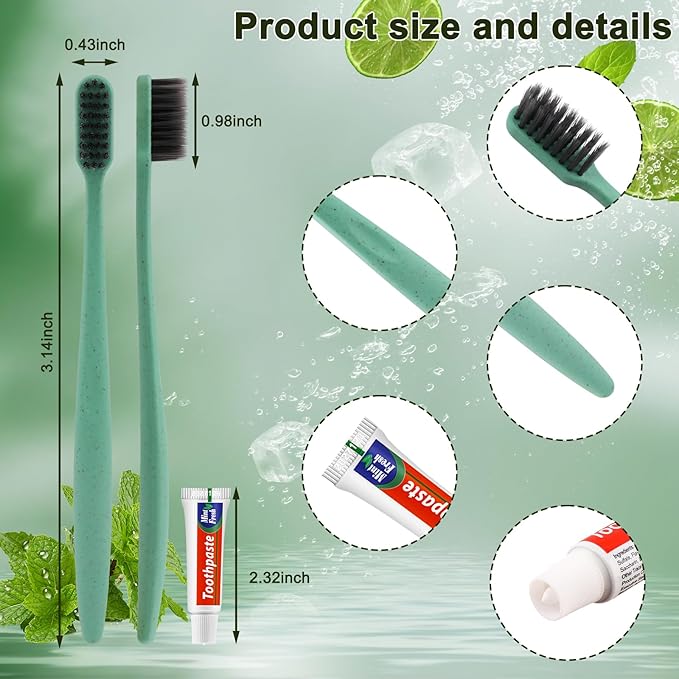 HOFASON Disposable Toothbrushes with Toothpaste 10 Pack, Bulk Travel Toothpaste and Toothbrush Set, Travel Size Tooth Brush Paste Kit, Individually Wrapped Toiletries for Homeless, Hotel, Shelter