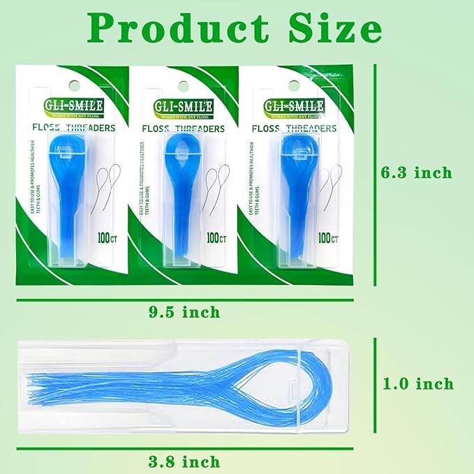 Floss Threaders, Orthodontic Threader, Ultraclean Access Tool for Maintaining Oral Health with Braces, Bridges, and Implants 300 Count (Pack of 3)