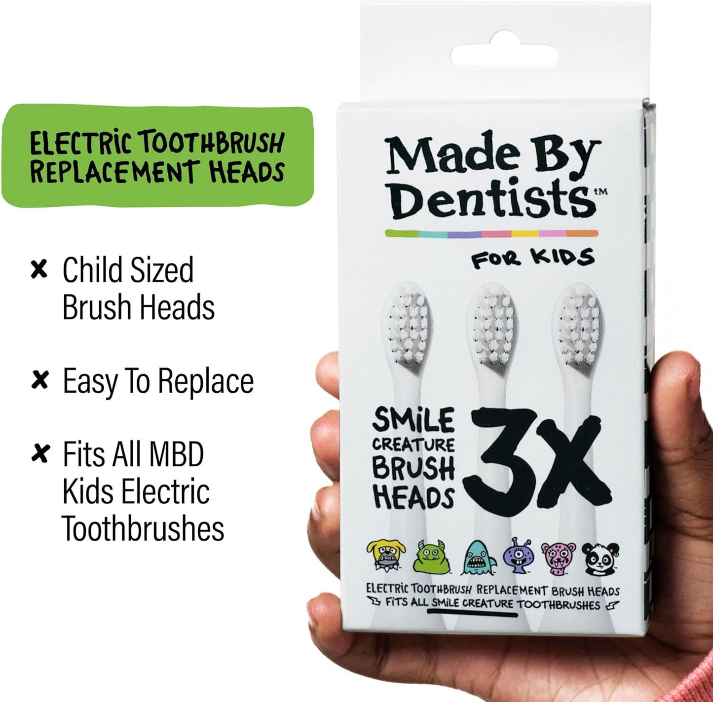 Made by Dentists Kids Electric Toothbrush - Rechargeable Vibrating Toothbrush with Timer, Includes 6 Replacement Heads, Halloween Gifts for Kids, Girls and Boys, Kid & Toddlers Age 2+, Monster