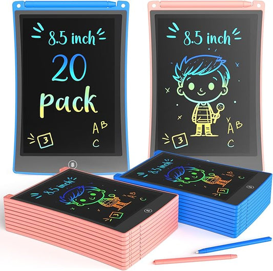 TEKFUN Party Favor 20 Pack LCD Writing Tablet with Stylus, 8.5in Erasable Doodle Board Mess Free Drawing Pad for Kids, Car Trip Educational Toys Birthday Christmas Gift for 3 4 5 6 7 Girls Boys