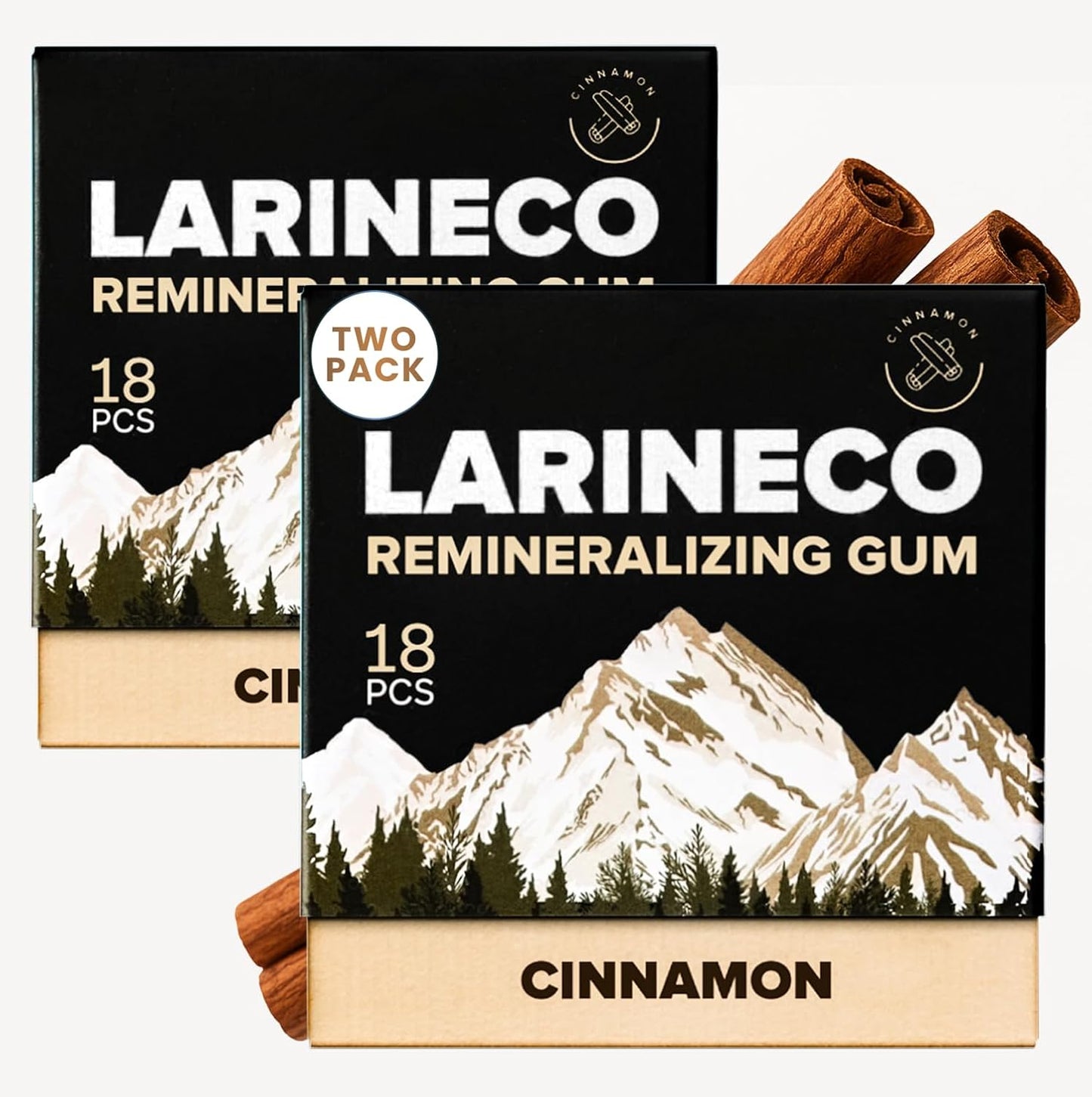 Larineco Remineralizing Gum with Nano Hydroxyapatite & Xylitol – Sugar-Free Cinnamon Xylitol Gum – Plastic-Free, Dye-Free, Aspartame-Free – Natural Base – 36 Pieces, Cinnamon