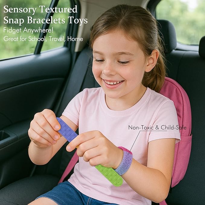 Sensory Slap Bracelets for Kids Teens,6PCS Fidget Toys Snap Bracelets for Stress Anxiety Autistic ADHD,Calm Down Classroom Travel Essentials Toys,Stuffers Gifts for Kids Boys Girls