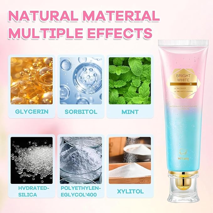 Niacinamide Whitening Toothpaste, Niacinamide Toothpaste with Natural Gentle Care Deep Stain Removal Clean, It Has a Powerful Effect of Whitening Teeth (1PC)