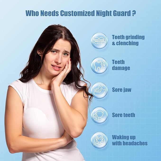 2 Custom Mouth Night Guard for Bruxism/Grinding/TMJ at Night, Bite Guard for Teeth Clenching Nighttime, for Adults & Kids (Upper & Lower Set 1.5mm)
