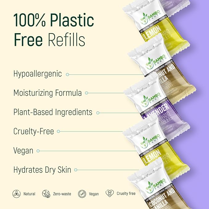 18 Pack Natural Foaming Hand Soap Tablets - Soft Moisturizing Handwash Tab Refills - 1 Tablet = 9 Oz Liquid Wash Foam Handsoap - Eco-Friendly Softsoap Refill Tabs (18 Variety Pack)