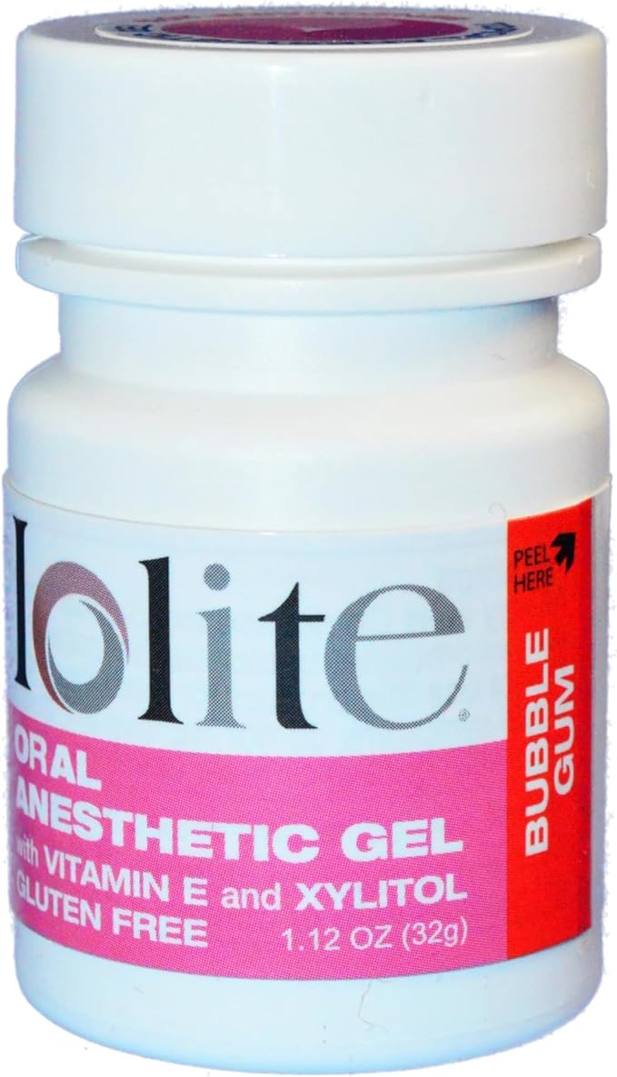 IOLITE Oral Topical Gel with Xylitol and Vitamin E - Gluten Free - Relief for Canker Soars and Dental Pains (1oz, Bubblegum)
